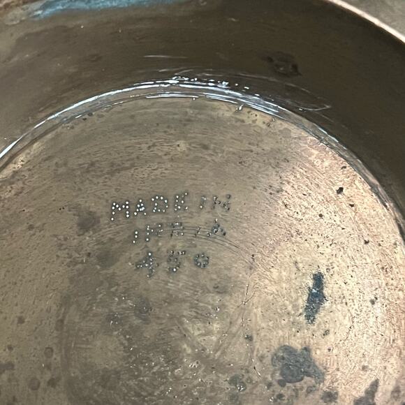 VTG 70s brass etched bowl with pedestal base - Picture 6 of 14